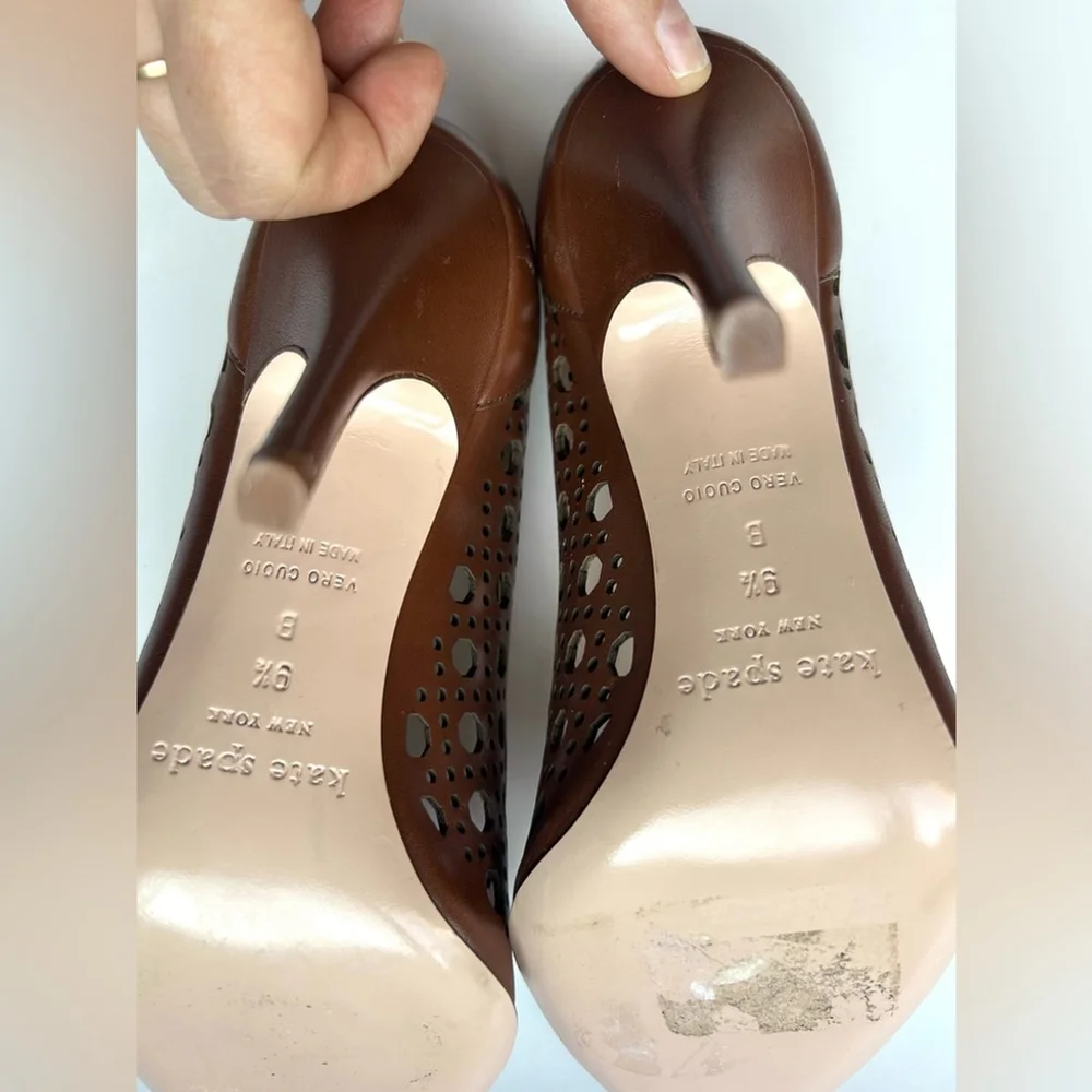 kate spade Brown Laser-Cut Pointed Toe Pump